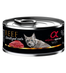 Beef Wet Food
Alimento Húmedo
Buey para gatos esterilizados